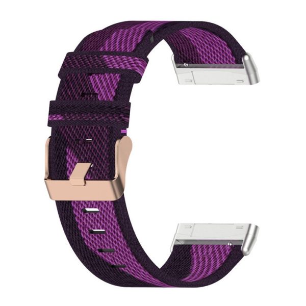 Fitbit Sense 2   Versa 4 nylon watch strap - Purple Stripe Online now