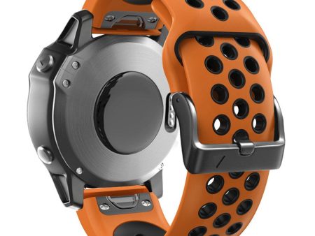 22mm dual color silicone strap for Garmin and Coros watch - Orange   Black Fashion