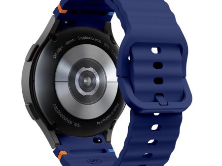 Samsung Galaxy Watch 20mm Wave Design Watch Band Stitching Line Decor Silicone Strap - Midnight Blue Online Hot Sale