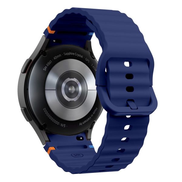 Samsung Galaxy Watch 20mm Wave Design Watch Band Stitching Line Decor Silicone Strap - Midnight Blue Online Hot Sale