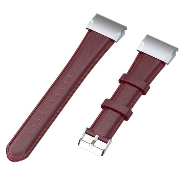 KALEBOL KLB-YLZP-001 For Garmin Fenix 7X     7X Pro Strap Replacement QuickFit 26mm Genuine Cow Leather Watchband - Dark Red Discount