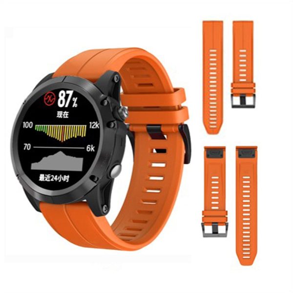 KALEBOL KLB-PWGJ-001 For Garmin Fenix 7     7 Pro Silicone Replacement Strap QuickFit 22mm Watch Band - Orange on Sale