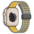 Magnetic Watch Bands Apple Watch Universal 49mm 45mm 44mm 42mm Dual-color Silicone Strap - Grey+Yellow Discount