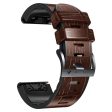 KALEBOL KLB-EYWGJPU-001 For Garmin Fenix 7   7 Pro Watch Band 22mm Crocodile Texture Leather+Silicone Straps - Coffee Fashion