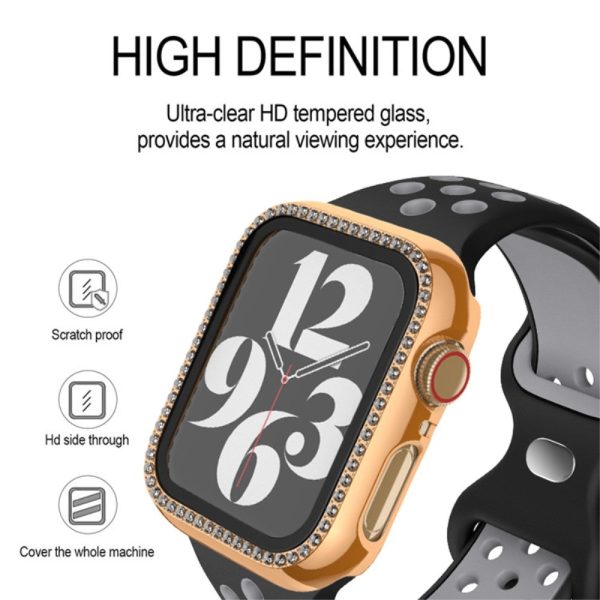 Apple Watch Series 6   5   4   SE (2022)   SE (2023)   SE 44mm Electroplating Watch Case Impact-Resistant Cover with Tempered Glass Film - Gold Cheap