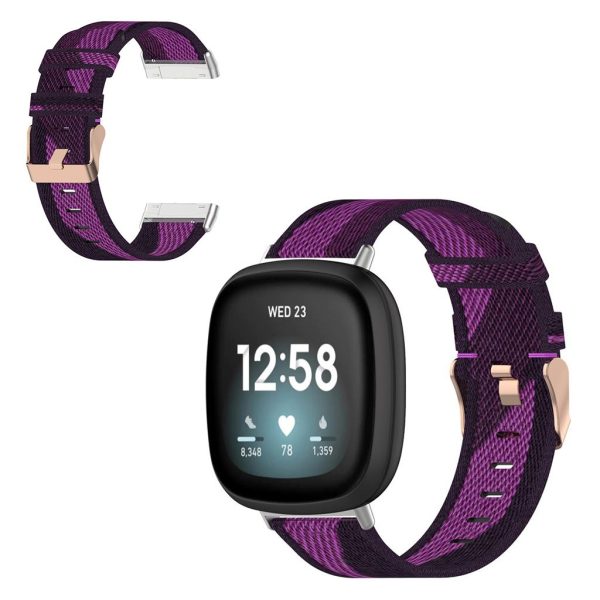 Fitbit Sense   Versa 3 nylon watch band - Purple Stripes Discount