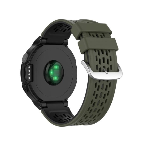 24mm dual-layer silicone watch band for Garmin Forerunner device - Army Green   Black on Sale