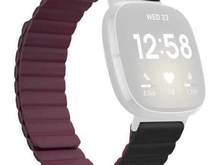 Fitbit Sense 2   Versa 4 silicone watch strap - Black   Wine Red Supply