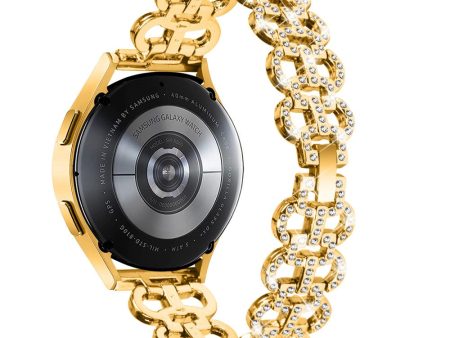 Samsung Galaxy Watch 6   6 Classic rhinestone décor metal strap with connector - Gold Online