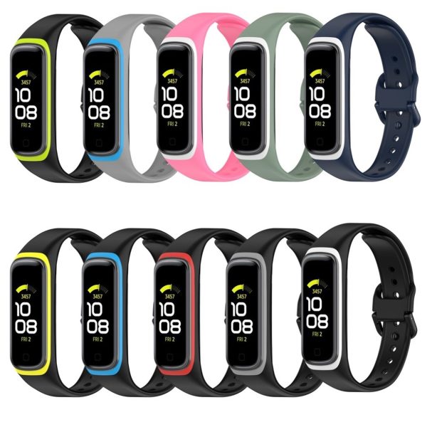 Samsung Galaxy Fit 2 bi-color silicone watch band - Green   White on Sale