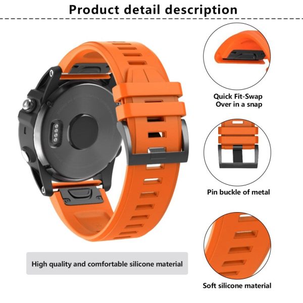 KALEBOL KLB-PWGJ-001 For Garmin Fenix 7     7 Pro Silicone Replacement Strap QuickFit 22mm Watch Band - Orange on Sale