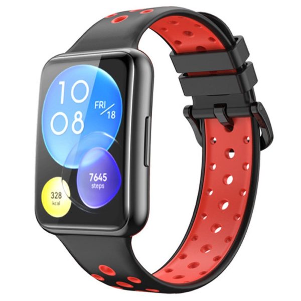 Huawei Watch Fit 2 dual-color silicone watch strap - Black   Red on Sale