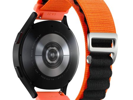 KALEBOL KLB-GSNL-001 Samsung Galaxy Watch6   Watch6 Classic Nylon Watch Band 20mm Wrist Strap - Orange+Black For Sale