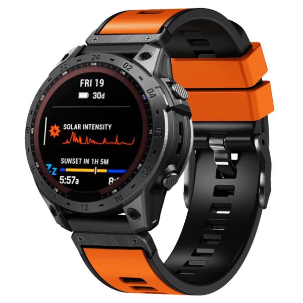 KALEBOL KLB-SSGJ-001 Garmin Fenix 7X   7X Pro Silicone Watch Band 26mm Strap Dual Color - Orange+Black Online