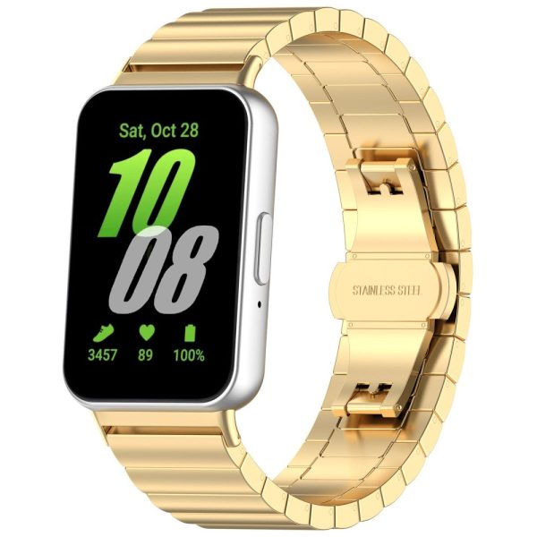 Samsung Galaxy Fit3 SM-R390 Stainless Steel Strap Butterfly Buckle Replacement Band - Gold Supply