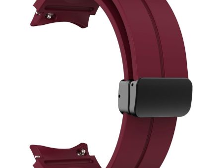 KALEBOL Samsung Galaxy Watch 20mm Silicone Watch Strap Magnetic Buckle - Wine Red For Discount