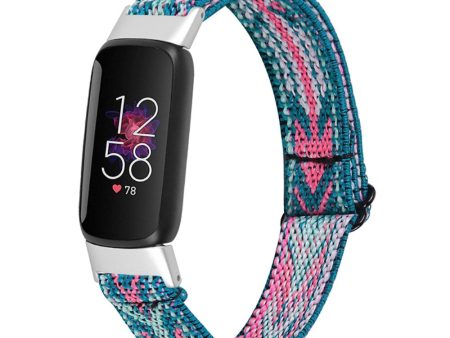 Fitbit Luxe elastic nylon watch strap - Green   Red Tribal Online Hot Sale