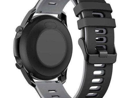 22mm Universal dual color silicone watch strap - Black   Grey For Sale