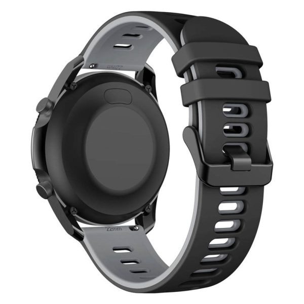 22mm Universal dual color silicone watch strap - Black   Grey For Sale