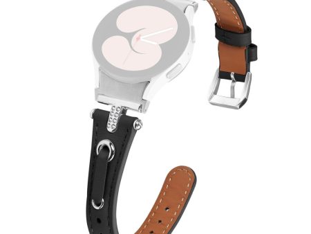 Samsung Galaxy Watch6 Genuine Cow Leather Watch Band - Black Hot on Sale