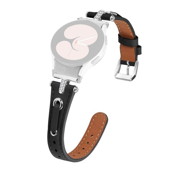 Samsung Galaxy Watch6 Genuine Cow Leather Watch Band - Black Hot on Sale