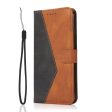 Color Splicing Leather Wallet Stand Mobile Phone Protection Cover Shell with Lanyard for Samsung Galaxy S10e - Black Brown Online