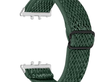 Samsung Galaxy Fit3 SM-R390 Woven Watch Strap Adjustable Wrist Band with Silver Connector - Army Green Online