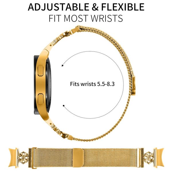 Samsung Galaxy Watch 5 Pro   Watch 5   Watch4 Milanese Watch Band Flower Stainless Steel Strap with Connector - Gold Cheap