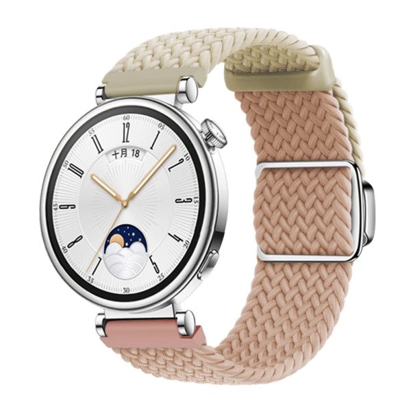 Huawei Watch GT 4 41mm Universal 18mm Watch Strap Woven Wrist Band with Silver Magnetic Buckle - Starlight+Milk Tea Online Hot Sale