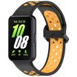 Samsung Galaxy Fit3 Silicone Watch Bands Dual-Color Wrist Straps Replacement Parts - Black+Yellow For Discount