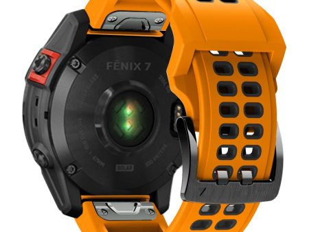 Garmin Fenix 7 dual color silicone watch strap - Orange   Black Supply