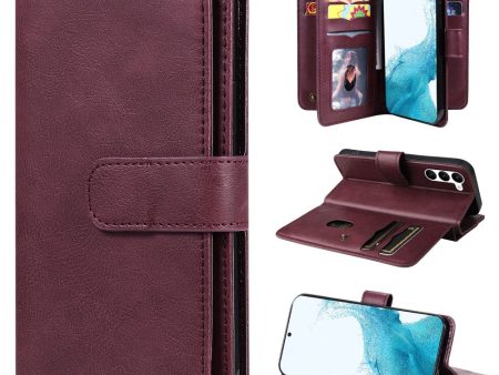 10-slot wallet case for Samsung Galaxy S23 - Wine Red For Cheap