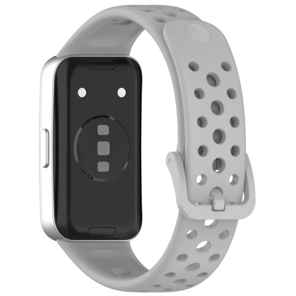 Huawei band 9   9 NFC   8   8 NFC Breathable Holes Replacement bandsilicone Watch Strap - Grey on Sale