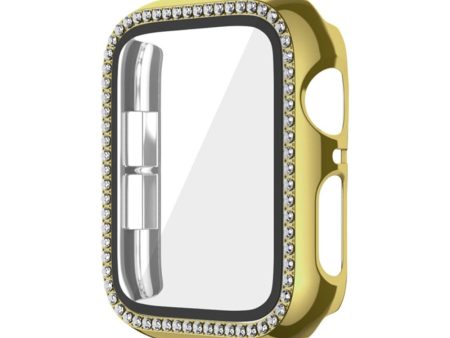 Apple Watch Series 6   5   4   SE (2022)   SE (2023)   SE 44mm Electroplating Watch Case Impact-Resistant Cover with Tempered Glass Film - Gold Cheap