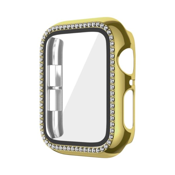 Apple Watch Series 6   5   4   SE (2022)   SE (2023)   SE 44mm Electroplating Watch Case Impact-Resistant Cover with Tempered Glass Film - Gold Cheap