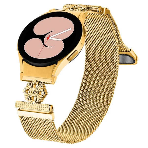 Samsung Galaxy Watch 5 Pro   Watch 5   Watch4 Milanese Watch Band Flower Stainless Steel Strap with Connector - Gold Cheap