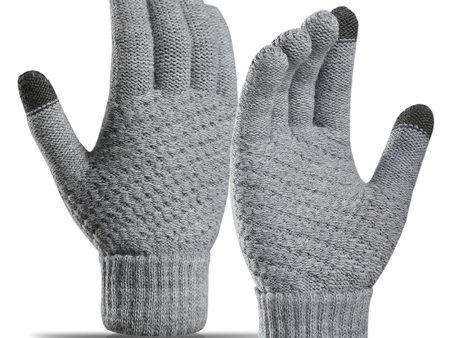 Y0042 Touchscreen Thermal Knit Gloves for Men Women - Grey Cheap