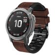 KALEBOL KLB-EYWGJPU-001 For Garmin Fenix 7   7 Pro Watch Band 22mm Crocodile Texture Leather+Silicone Straps - Coffee Fashion