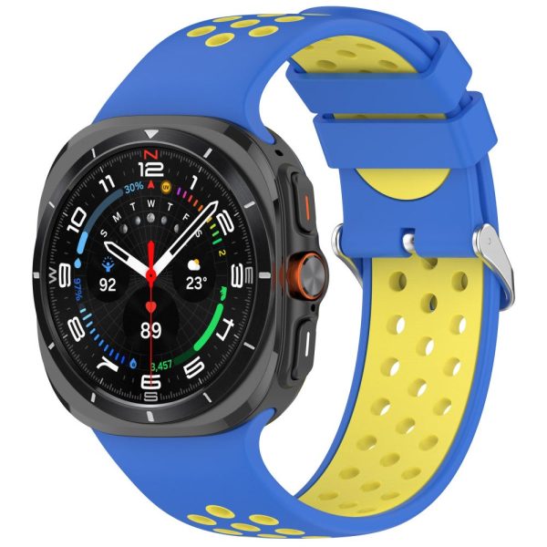 Samsung Galaxy Watch Ultra 47mm Silicone Sport Strap Breathable Dual Color Watch Strap - Blue     Yellow Sale