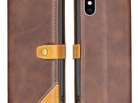 BINFEN two-color leather case for iPhone Xs Max - Coffee Cheap