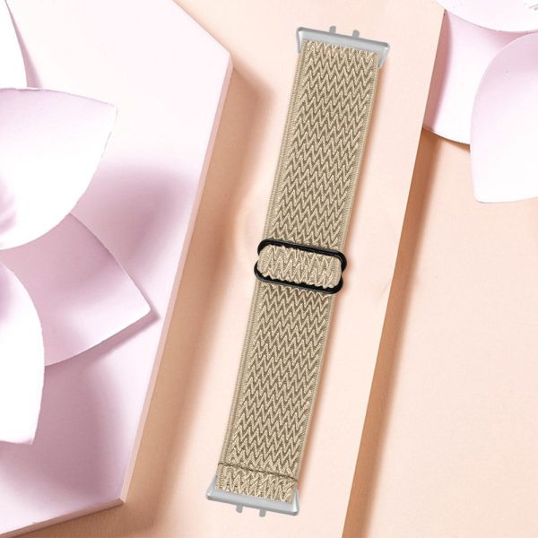 Samsung Galaxy Fit3 SM-R390 Woven Watch Strap Adjustable Wrist Band with Silver Connector - Apricot Supply