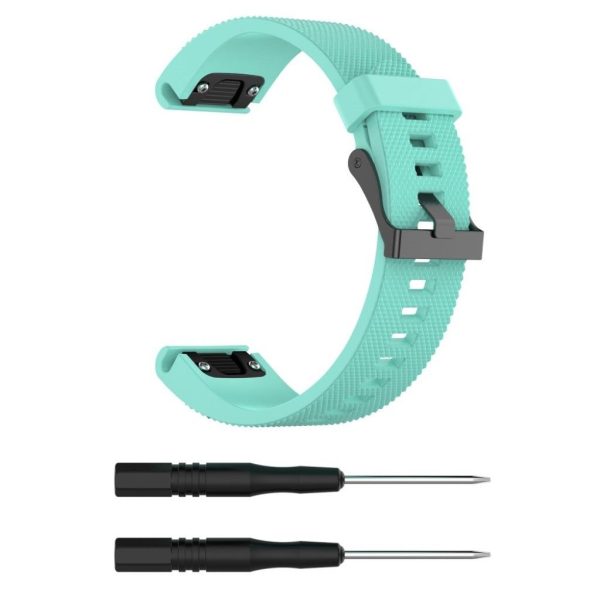 Garmin Fenix 5S textured silicone watch strap band - Cyan Sale