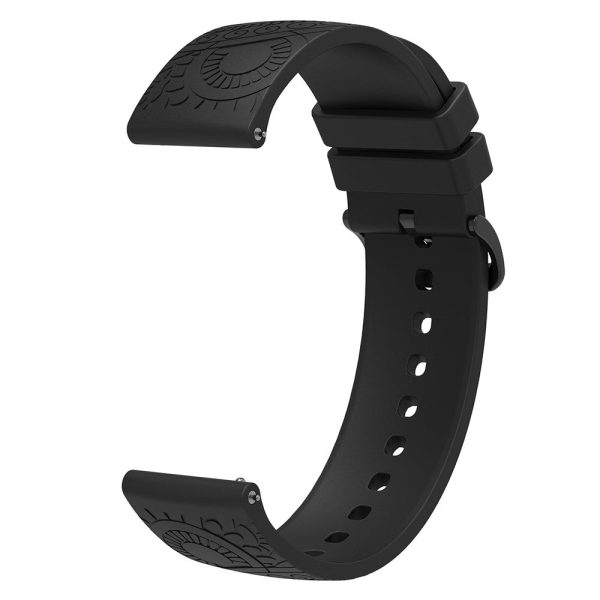 Garmin Vivomove   Samsung Gear Sport   Pebble 2   Huawei Watch 2 Patten Silicone Strap 20mm Watchband - Black Hot on Sale