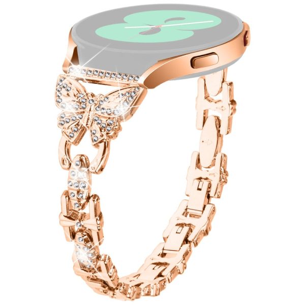 Samsung Galaxy Watch FE 40mm Butterfly Bling Rhinestone Decor Watch Band Metal Bracelet - Rose Gold Online Hot Sale