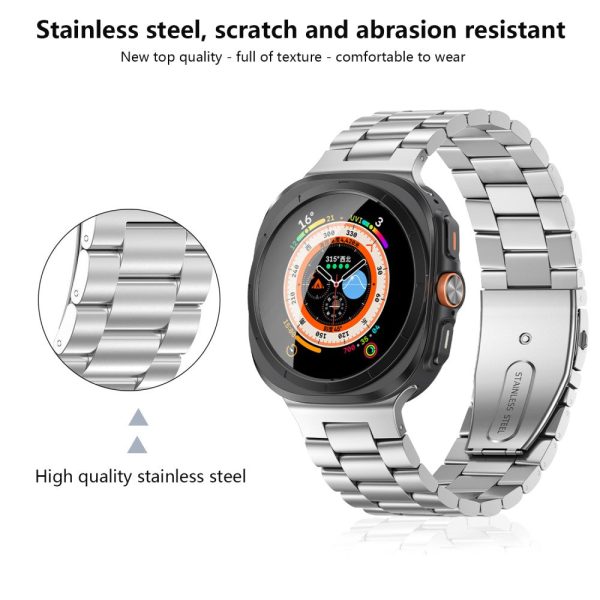 KALEBOL Samsung Galaxy Watch Ultra 47mm Metal Watch Band Three-Beads Steel Wrist Strap - Silver Cheap