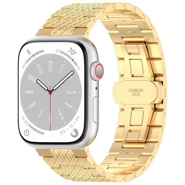 Apple Watch Series 41mm - 40mm - 38mm Strap Texture Stainless Steel Watch Band - Gold Online Hot Sale