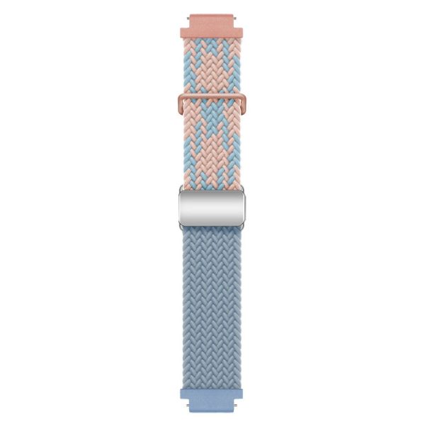 Huawei Watch GT 4 41mm Universal 18mm Watch Strap Woven Wrist Band with Silver Magnetic Buckle - Blue+Pink+Rock Cyan Hot on Sale