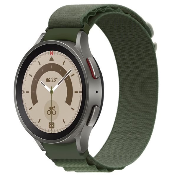 KALEBOL KLB-GSNL-001 Samsung Galaxy Watch6   Watch6 Classic   Watch 5 Nylon Watch Strap Adjustable Band - Army Green Hot on Sale