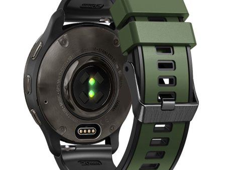 18mm Universal dual color silicone strap - Army Green   Black Online now