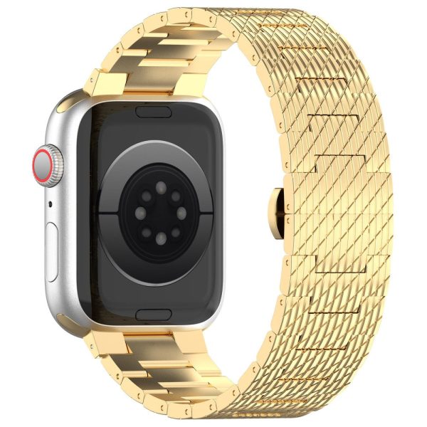 Apple Watch Series 41mm - 40mm - 38mm Strap Texture Stainless Steel Watch Band - Gold Online Hot Sale